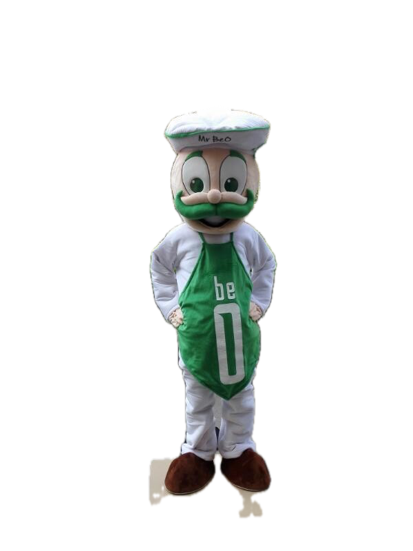 Mascotte cuoco personalizzata con cappello e grembiule verde
